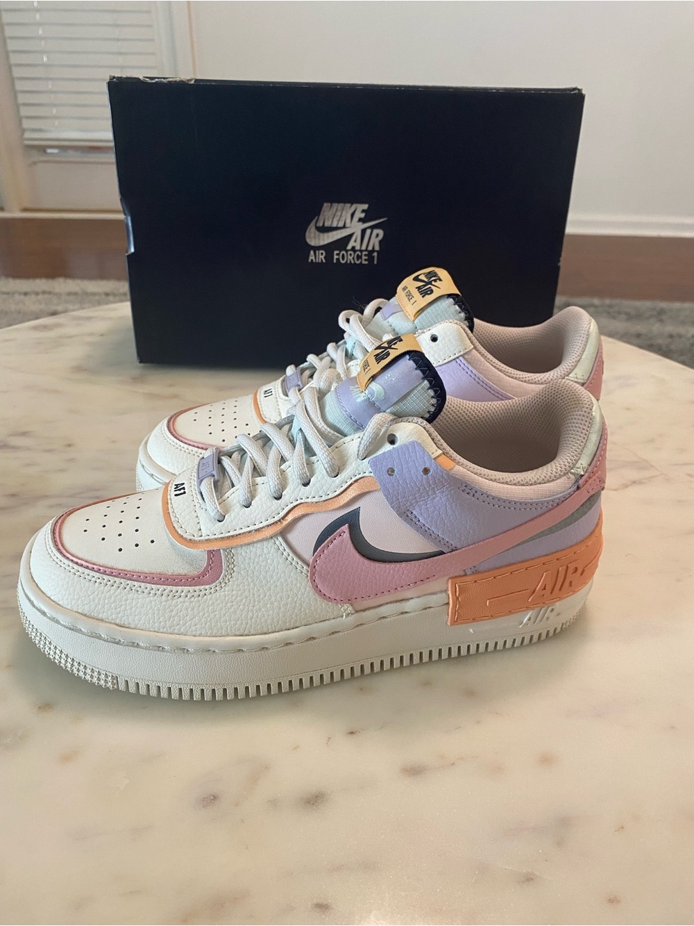 Nike Women’s Air Force 1 Shadow — Pastel Pink, Lavender & Cream Size 8